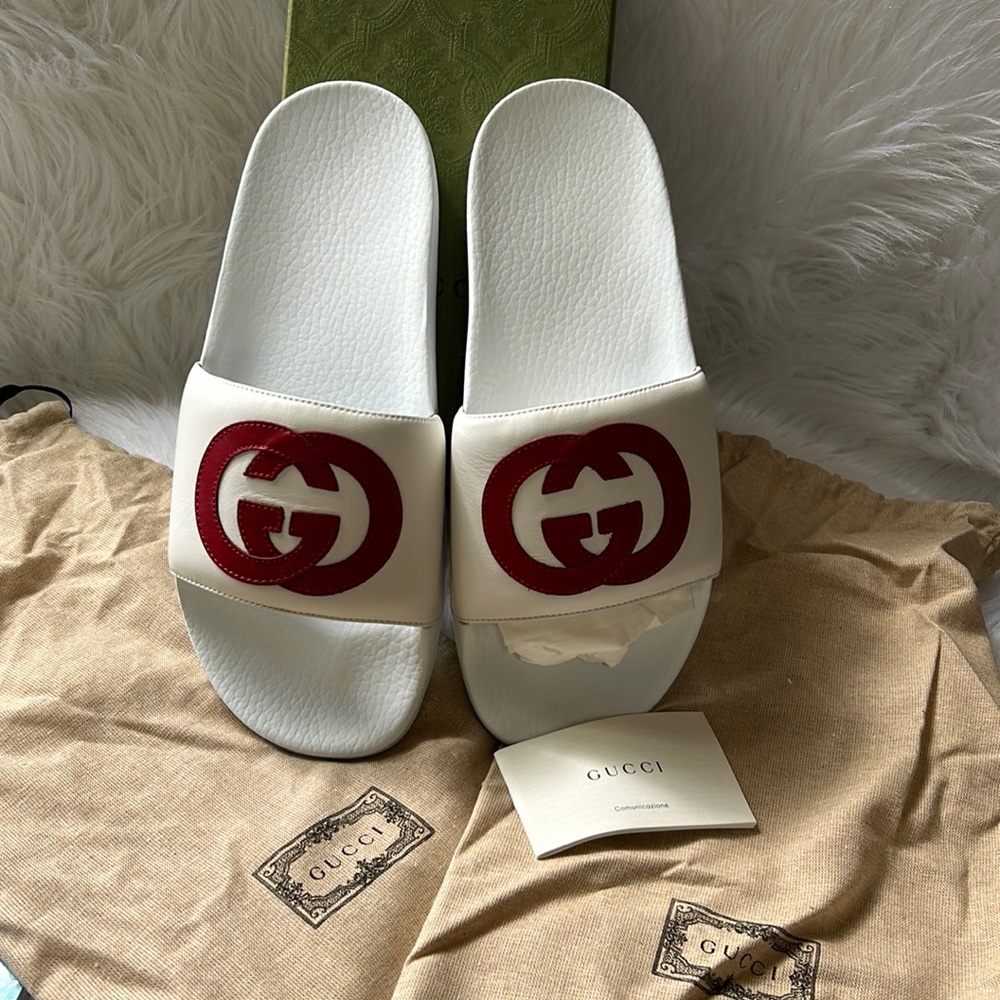 Gucci Slides Red GG logo white color size 41(11)